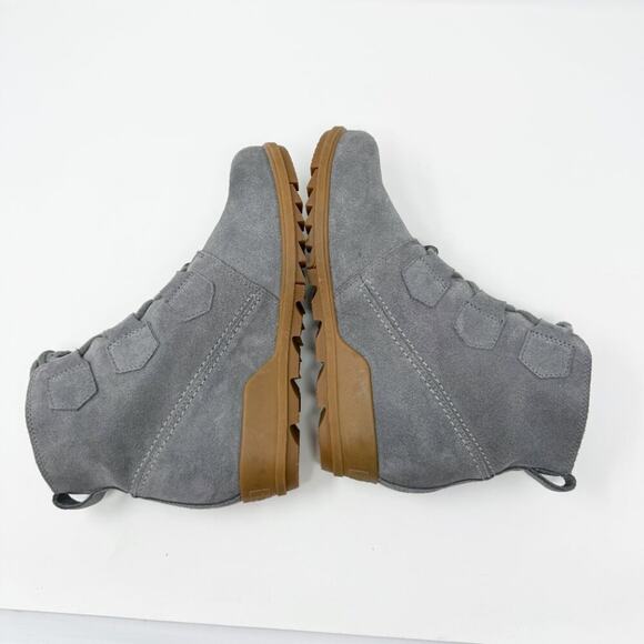 NWOB Sorel Gray Suede Evie Ankle Lace Up Booties Women's Size 9.5 Wedge Heel - Picture 5 of 8